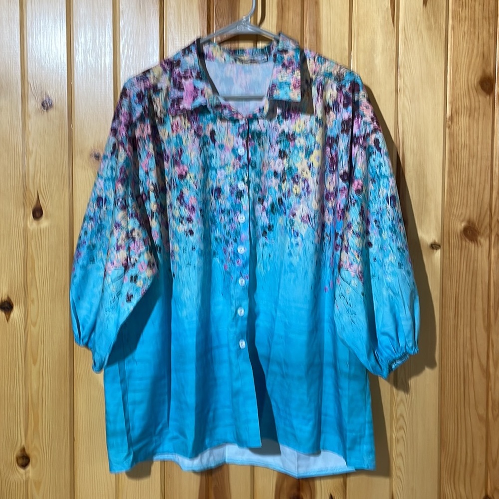 Misslook floral button up shirt half sleeves size 2XL